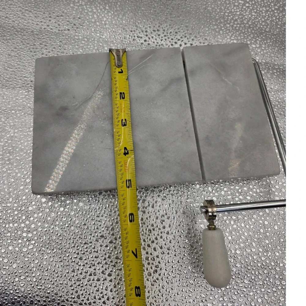 Grey Marble Cheese Slicer Board Stainless Steel Wire Cutter Charcuterie O2